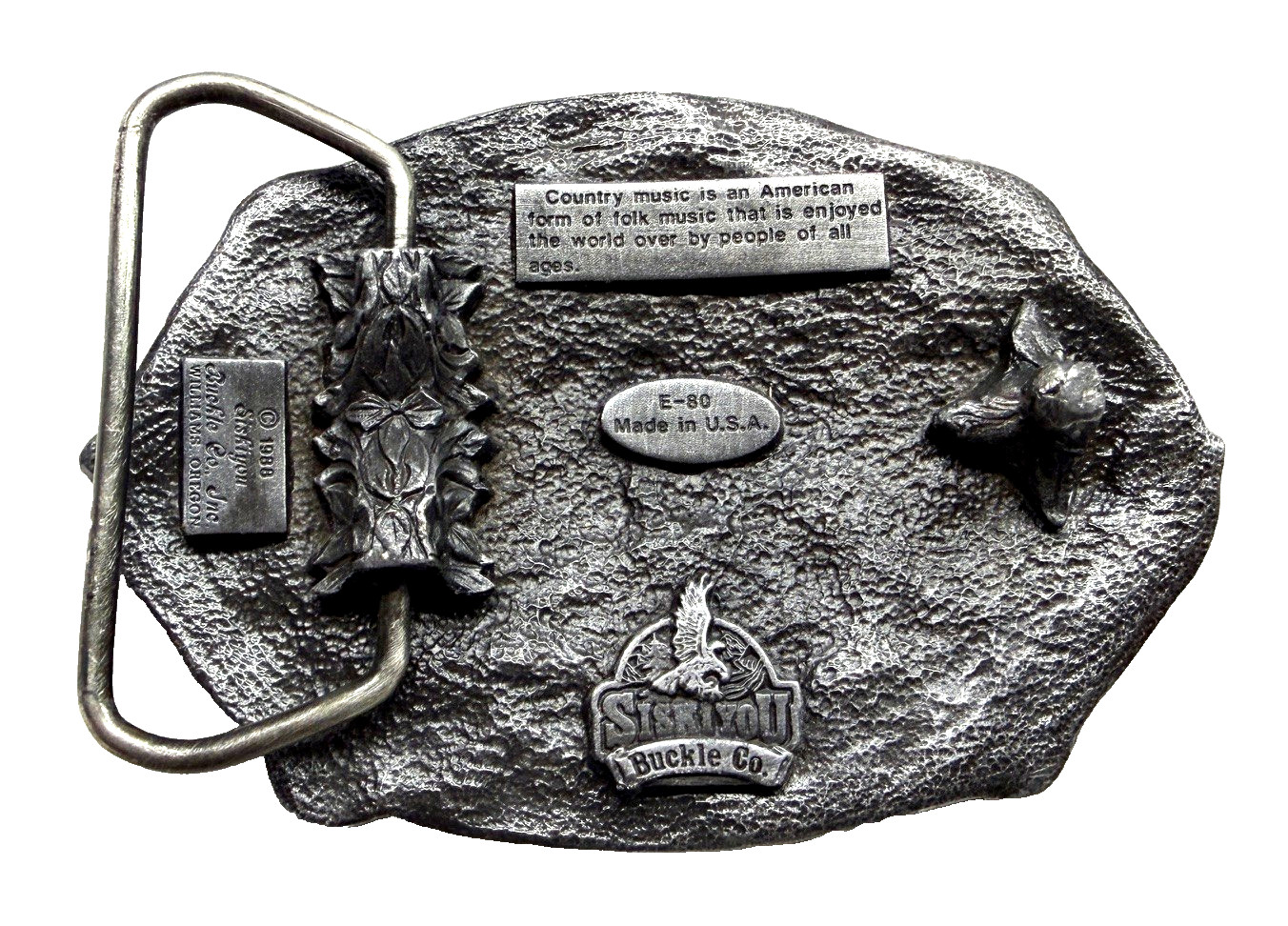 Belt Buckle – I love Country Music | Made by Siskiyou Buckle Co. 1988 Vintage