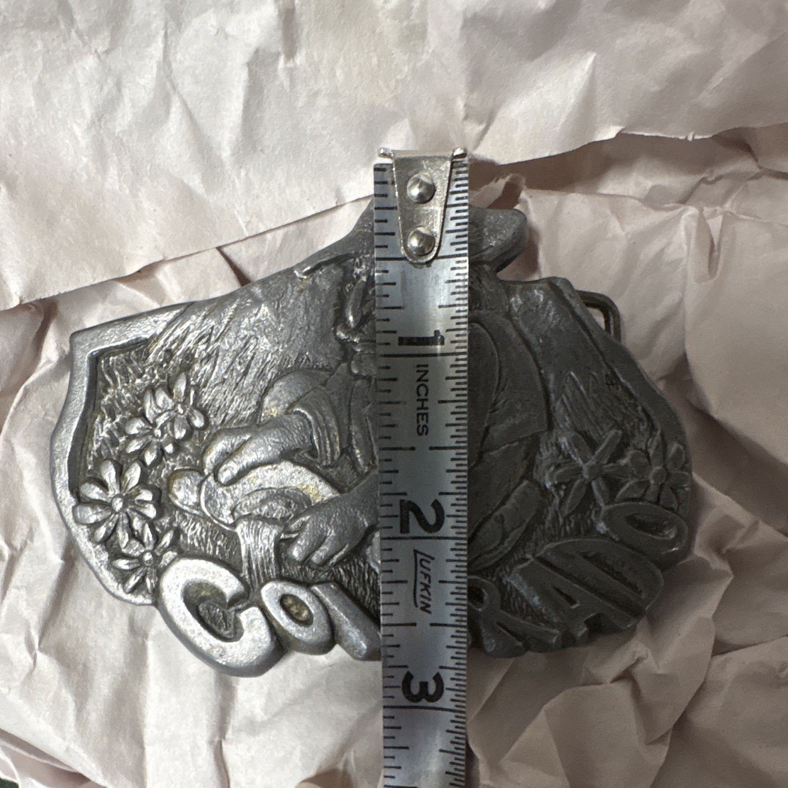C.D.C. Metalworks Spec-Cast gold mining Belt Buckle for 2” belt 1977