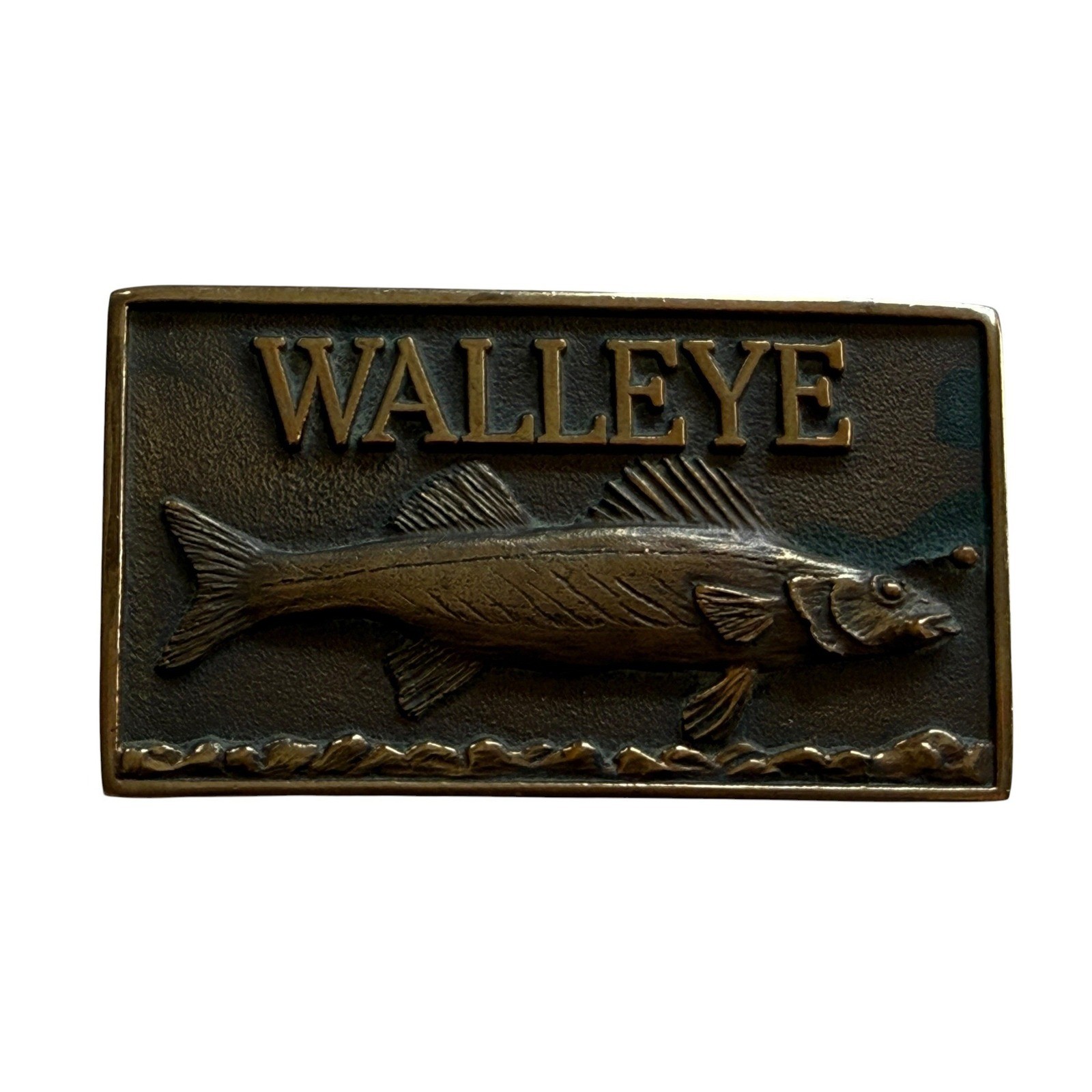 Vintage Walleye Fish Belt Buckle 1990 Buckle Man J. Michael Burdette Brass Tone
