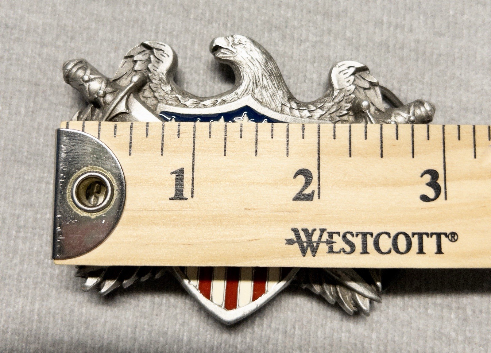 VINTAGE CHROME WARRIOR BIKER BELT BUCKLE EAGLE FLAG AND CROSSED SWORDS RESIN