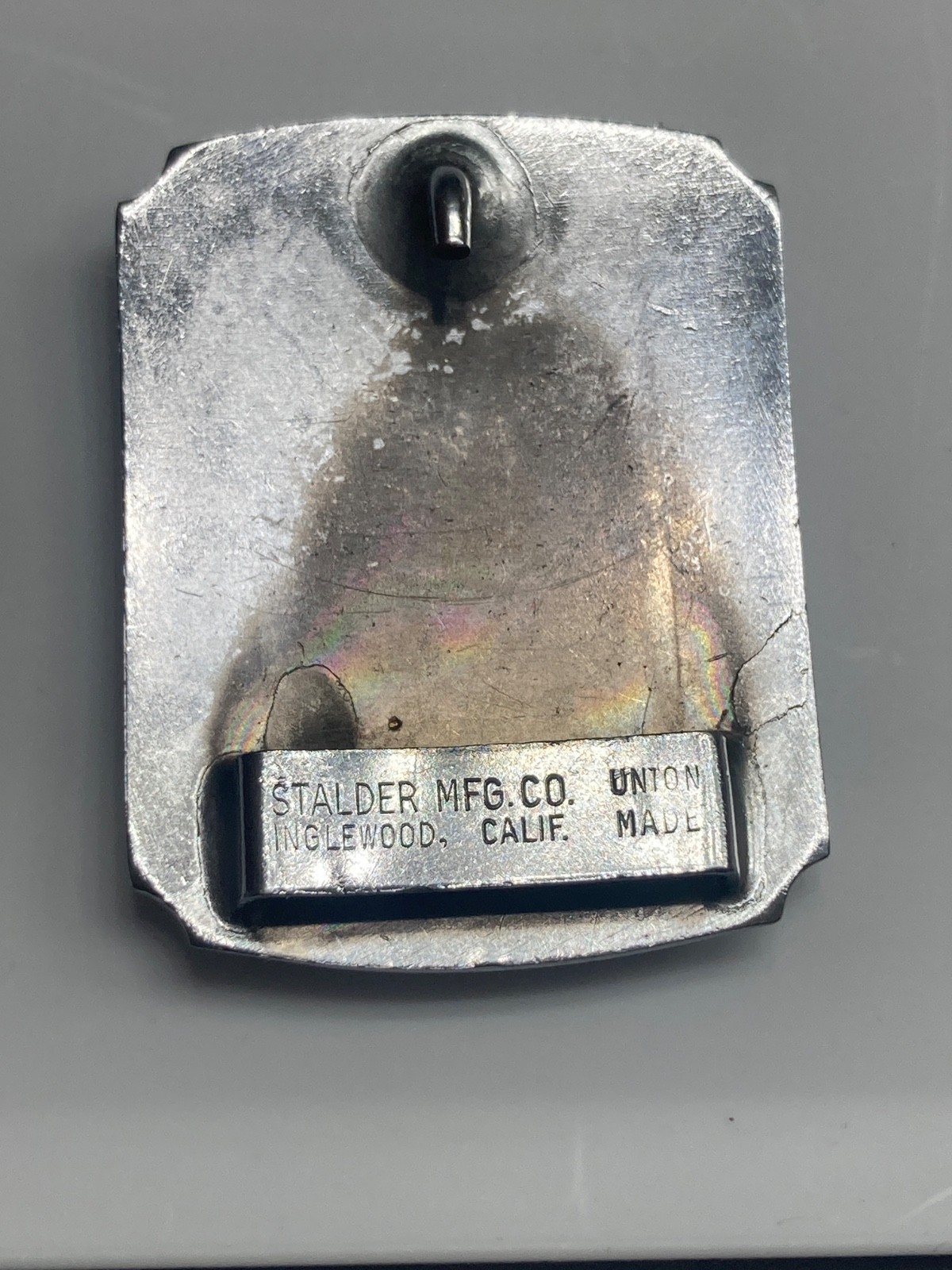STALDER TAB BELT BUCKLE WUTH INDIAN HEAD ON IT TAB BELT BUCKLE