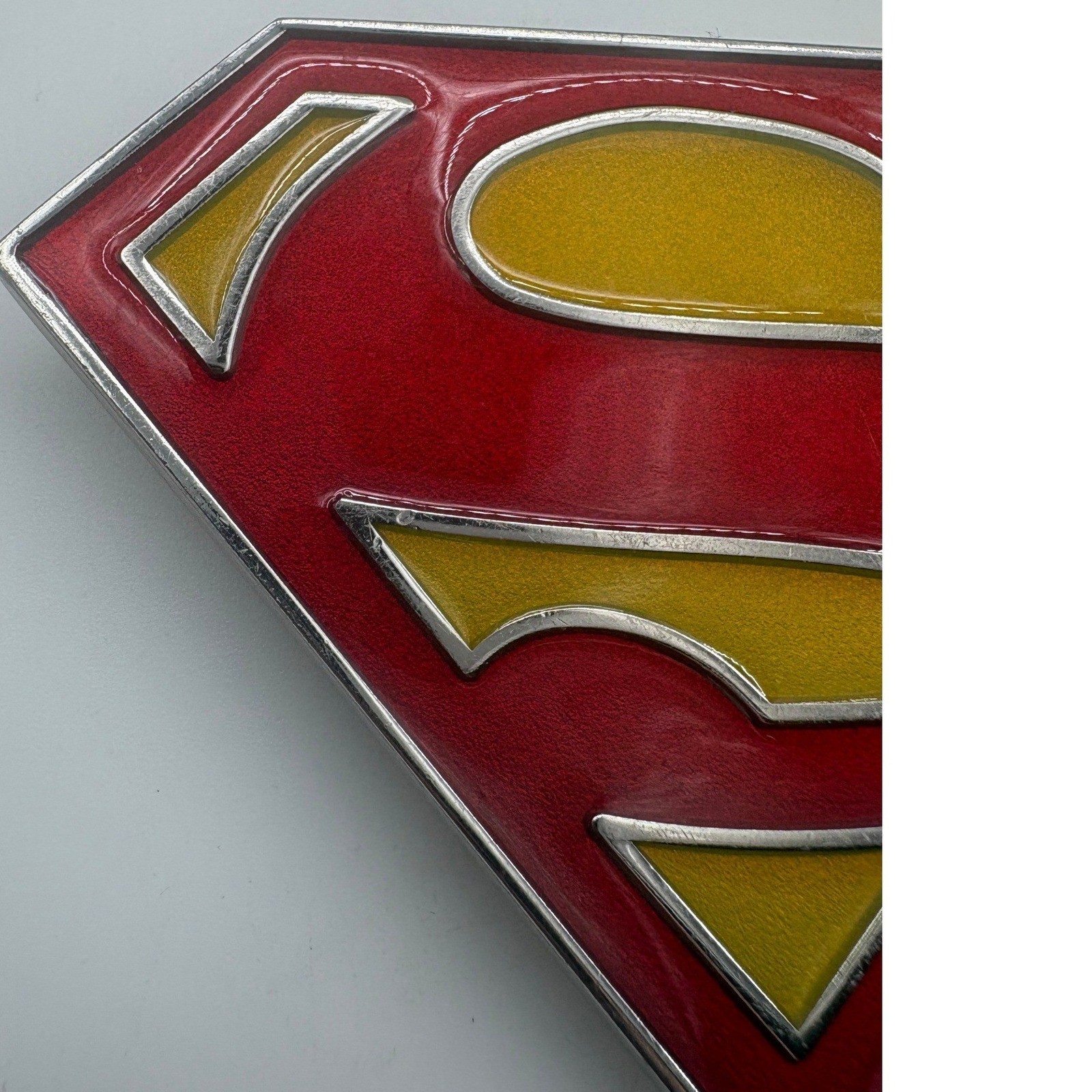 DC Comics Superman Shield Belt Buckle 2011 Superhero Logo Metal Red Yellow EX