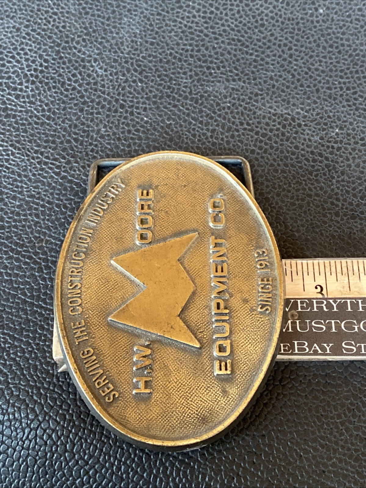 VTG BELT BUCKLE HW Moore Equipment Co Denver Colorado Construction Since 1913