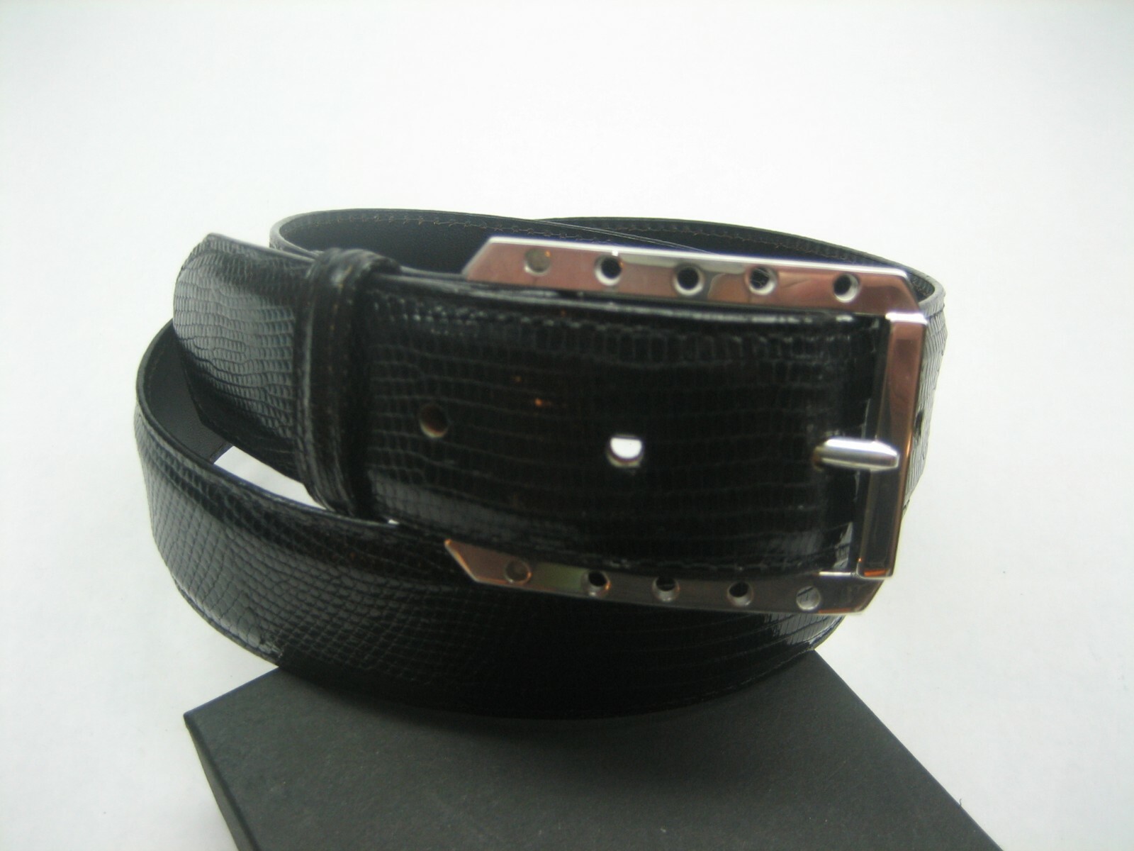 STERLING SILVER 925 BUCKLE WITH GENUINE LIZARD 1.5&Prime; BELT MADE IN U.S.A.