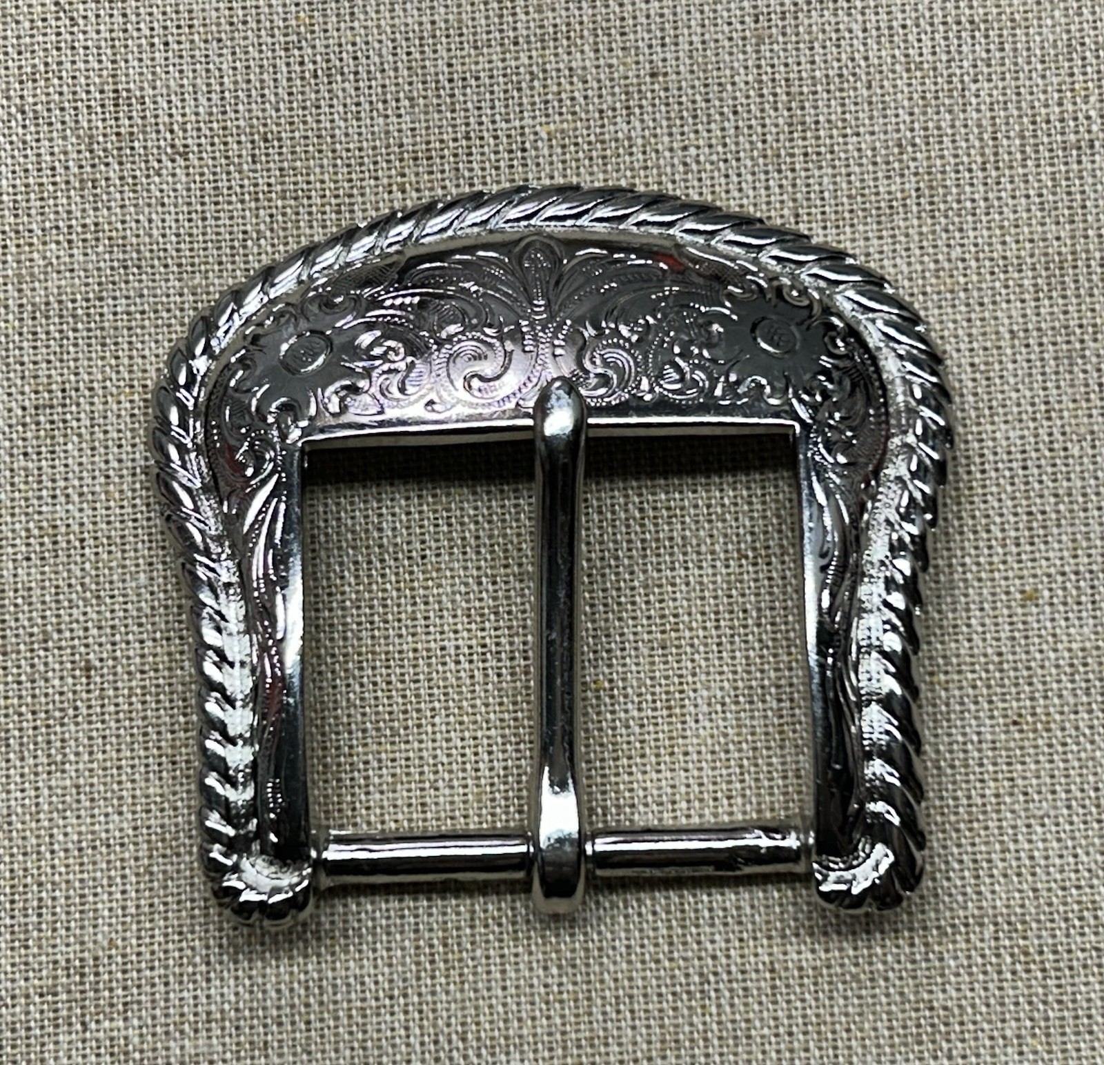 Lot 3 Western Vintage Style Engraved Belt Buckles Silver Tone Floral Scroll