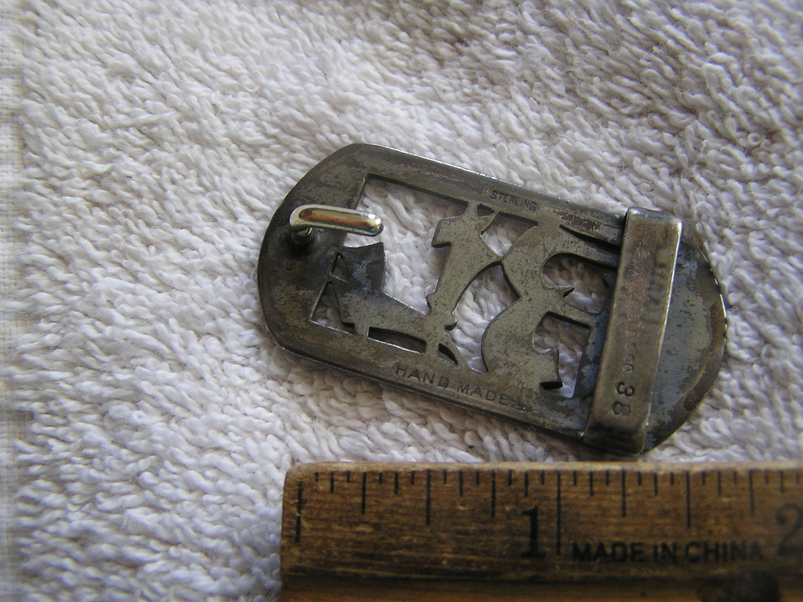 Vintage Marshall Field Co. Hand Made Belt Buckle Sterling Silver