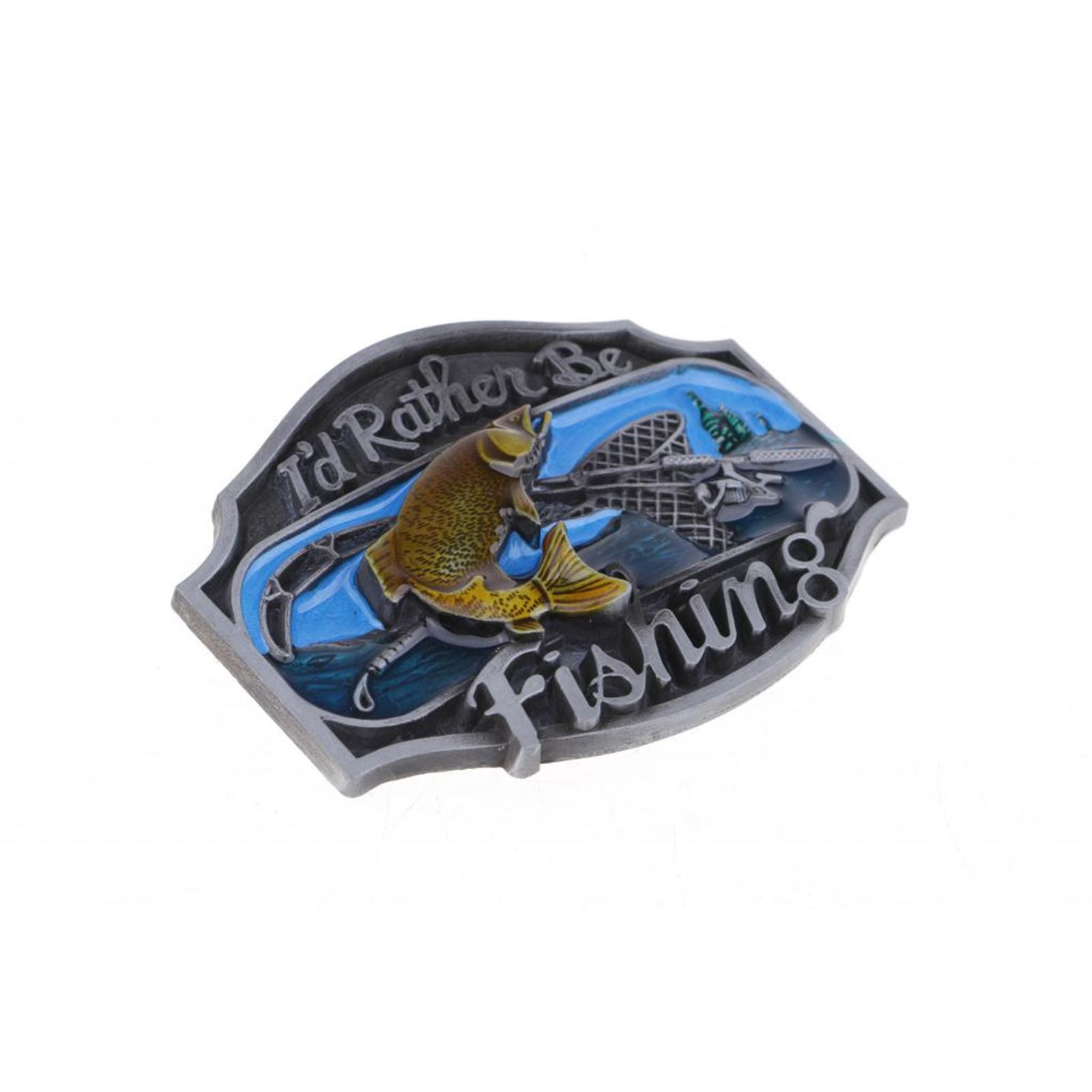 Novelty Enamel Fishing Belt Buckle Western Cowboy Buckle Metal Vintage Mens