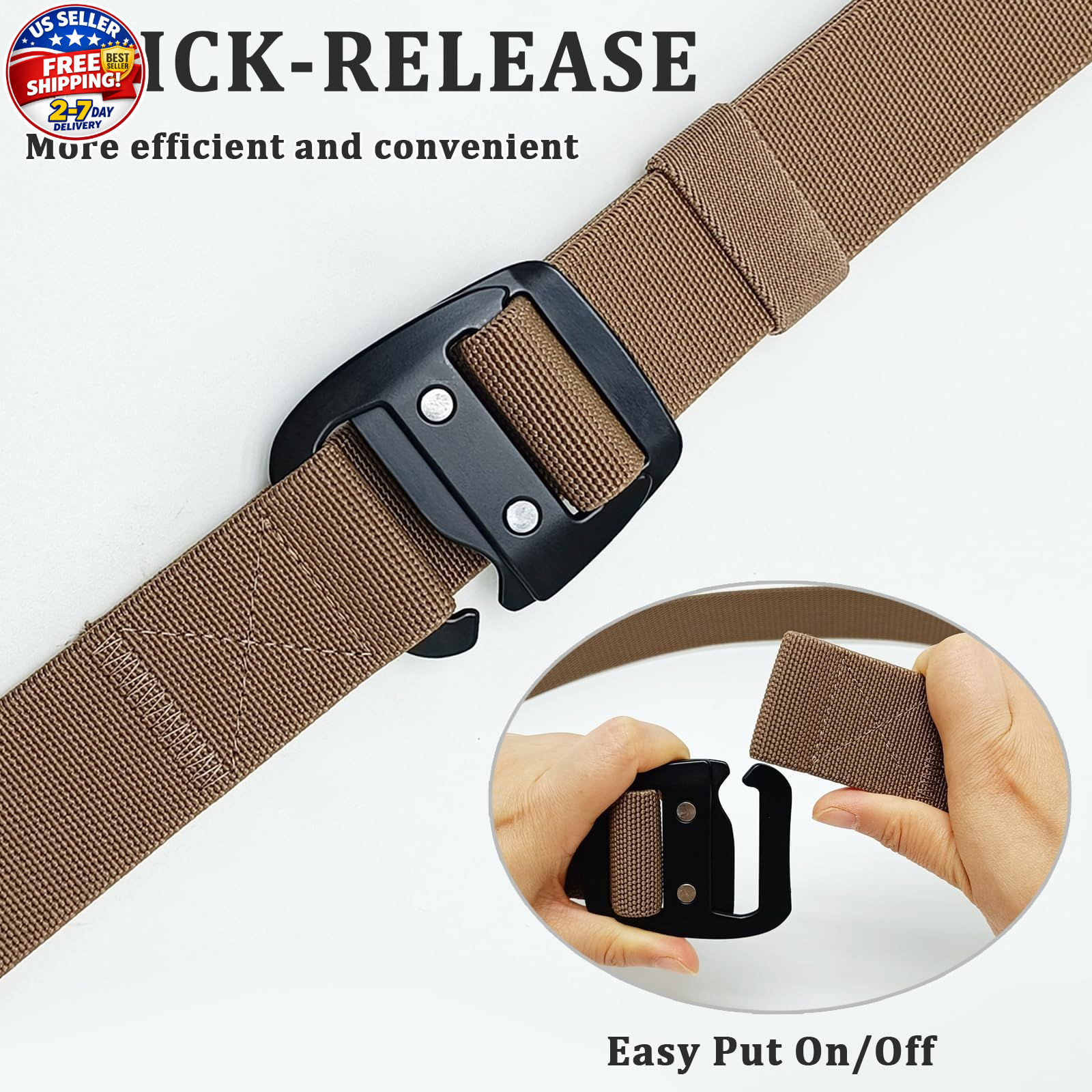 Tactical Stretch Belt for Men, 1.5&Prime; Military Work Rigger Elastic Nylon Hiking..