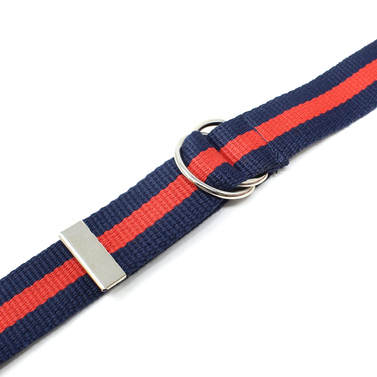 BC Belts Canvas Web Belt D-Ring Buckle 1.25&Prime; Large/XL (34-40 Waist), Navy/Red