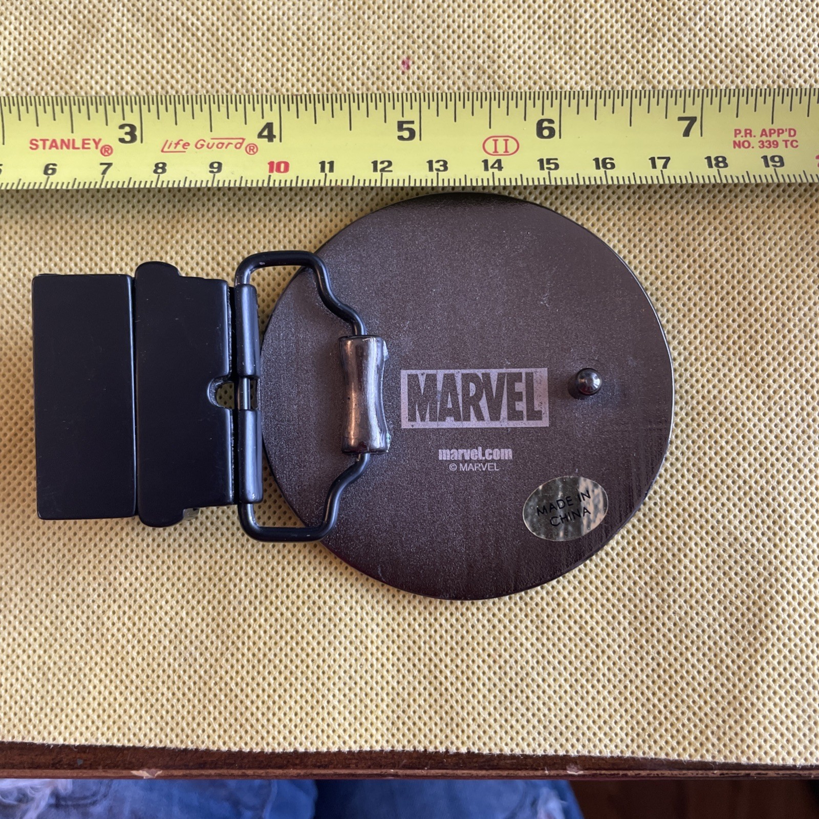 Marvel Heroes Deadpool Graphic Belt Buckle Black Red Clamp Closure Anchor