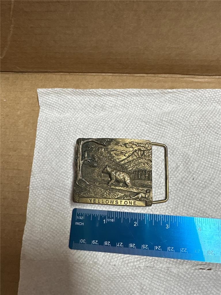Vintage Yellowstone Bear Brass Belt Buckle by Spec-Cast Denver 5776