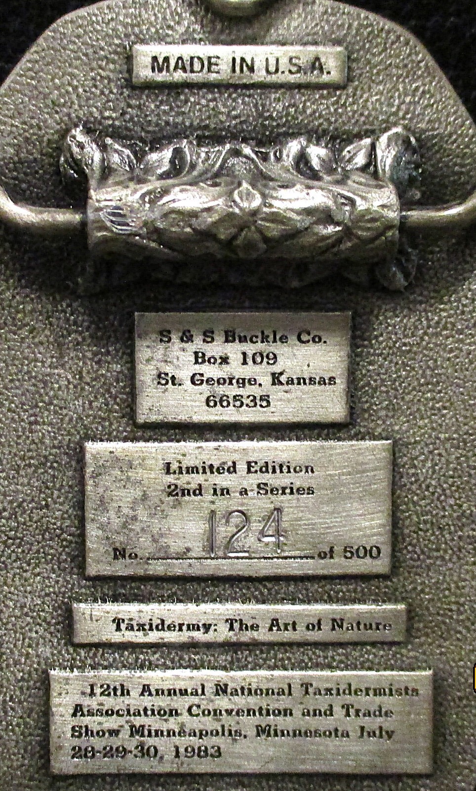 National Taxidermist NTA 12th Convention & Show Minneapolis MN Belt Buckle Deer