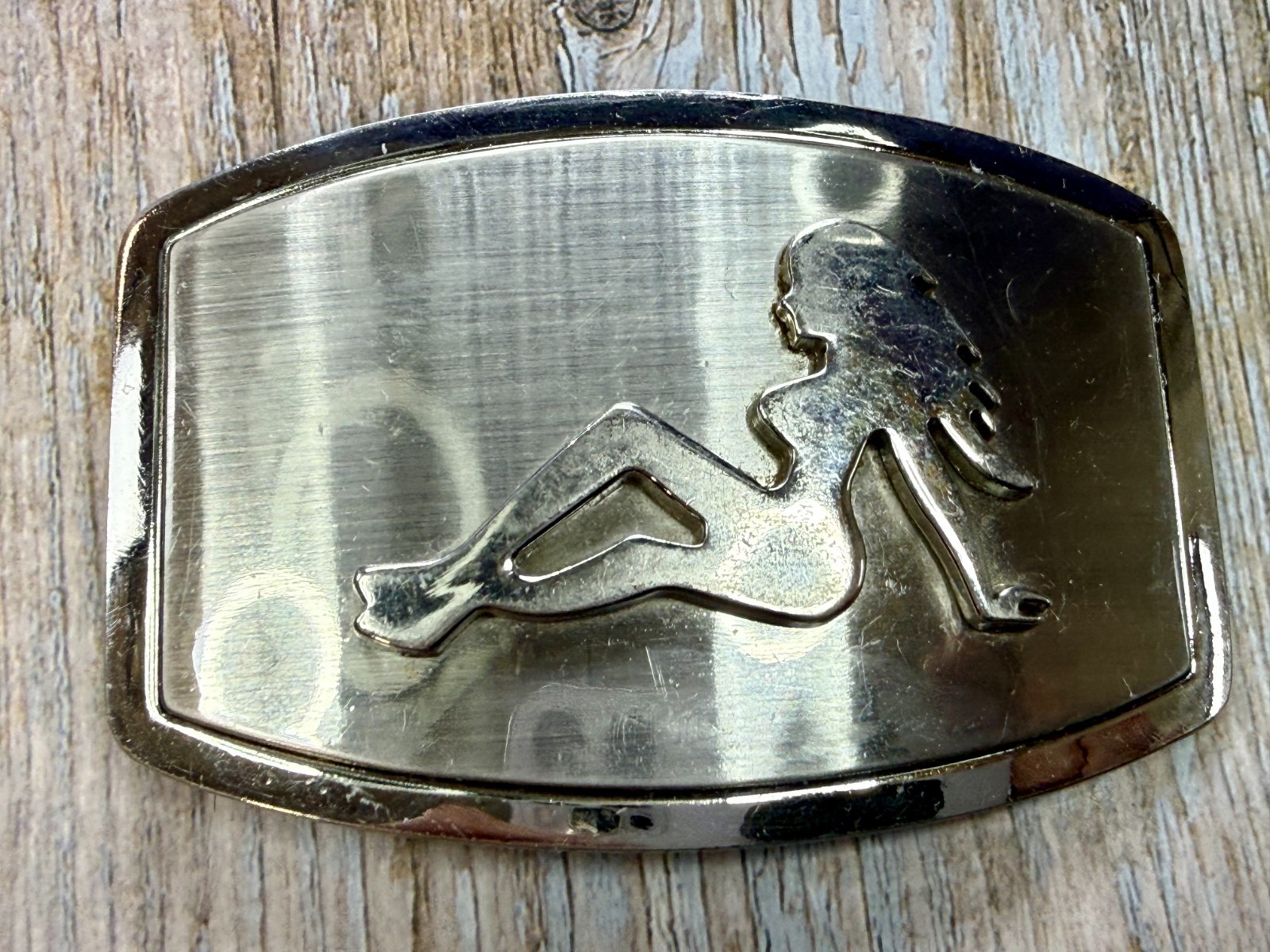 Mud Flap Sexy Girl Woman Silhouette Figure Silver Tone Trucker Biker Belt Buckle