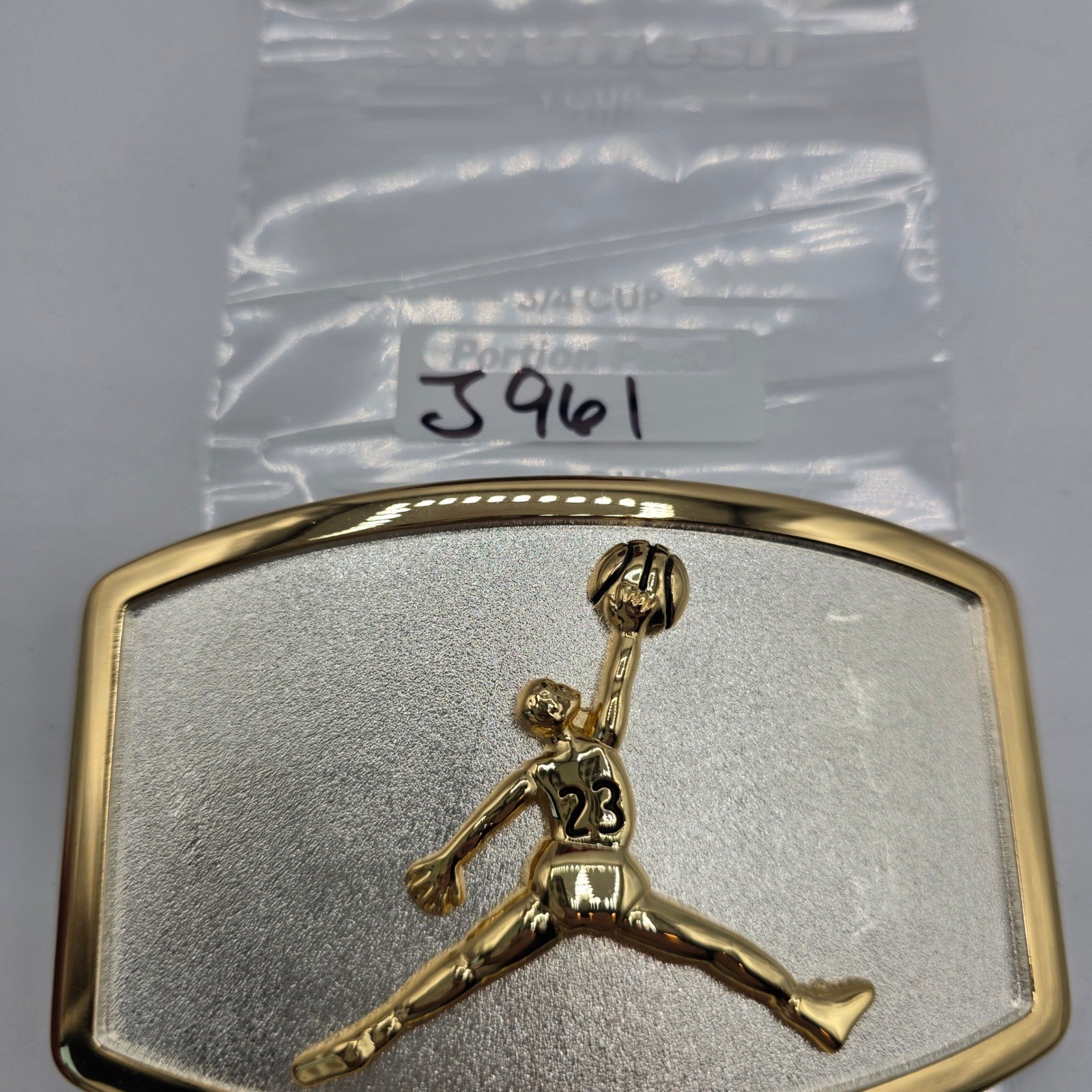 Basketball Dunk #23 Belt Buckle Gold Silver Two Tone Metal Sports Novelty Jordan