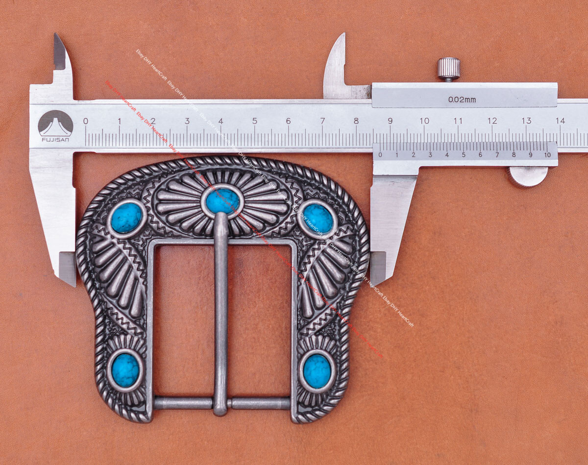 Vintage Silver Southeast FLOWER TURQUOISE WESTERN LEATHER BELT BUCKLE FIT 40MM