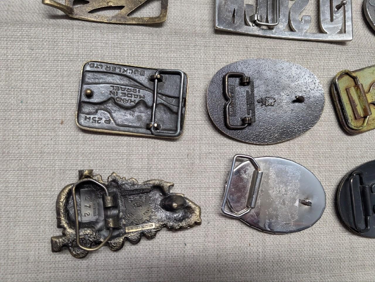 vintage LOT OF 19 belt buckles WESTERN brass cowboy 1970s-1980&rsquo;s
