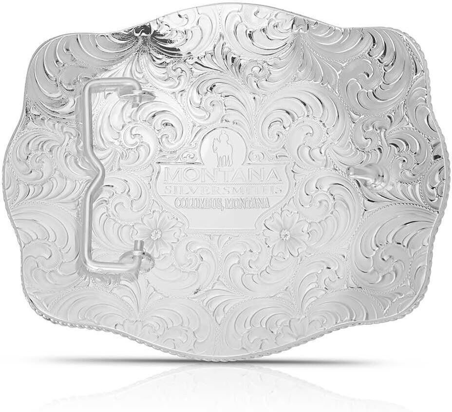 Montana Silversmiths XL Engraved Scalloped Buckle W/ Fighting Roosters