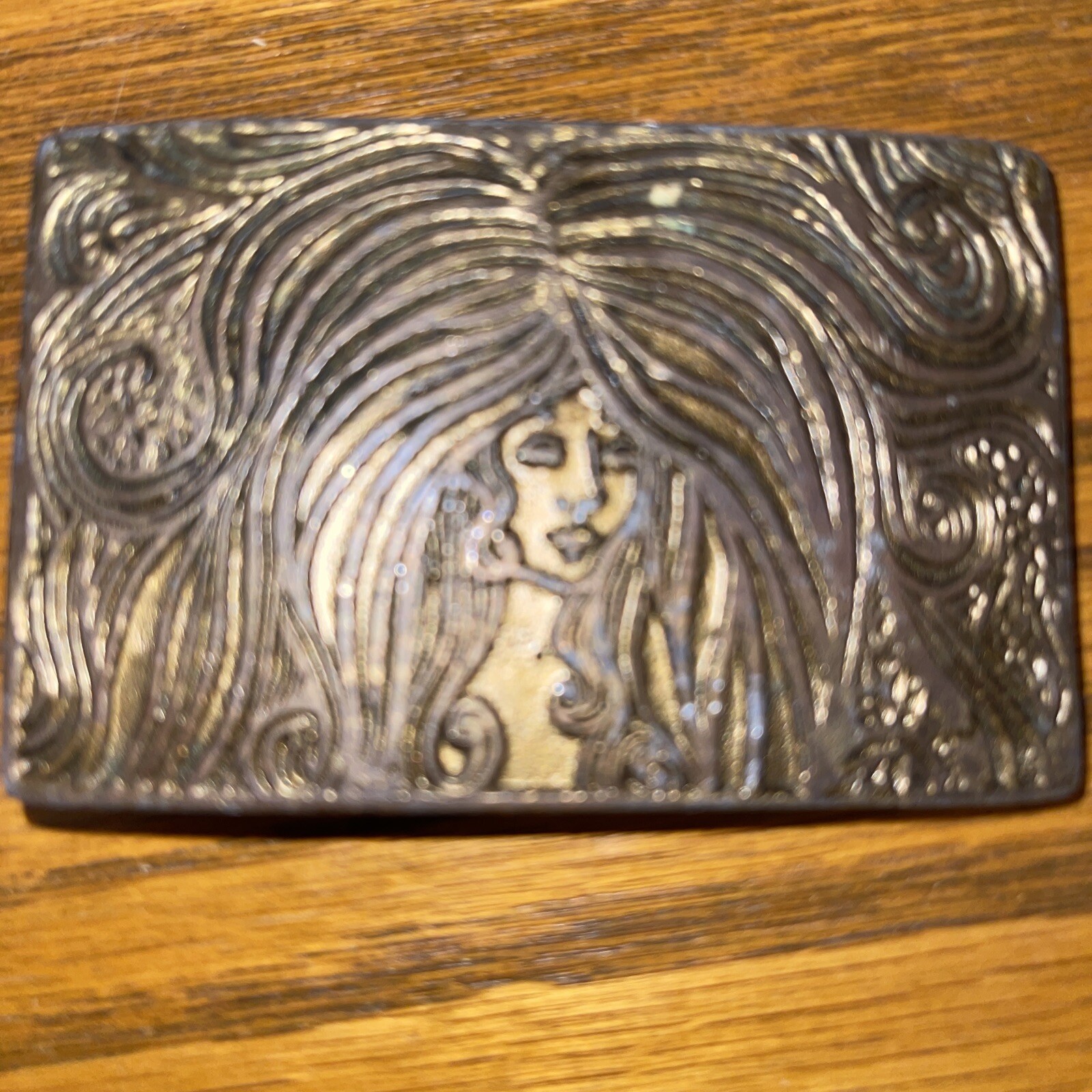 Belt Buckle Vintage, Woman Portrait Curly Locks Salon Hippie Boho