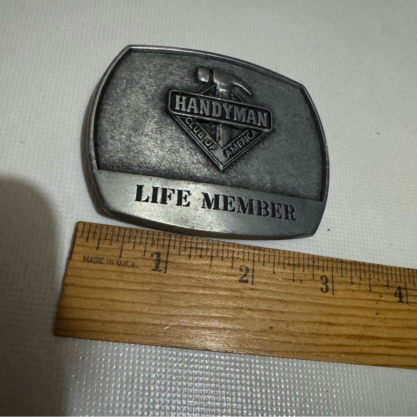 Vintage 1996 Handyman Club of America Life Member Silver Toned Belt Buckle