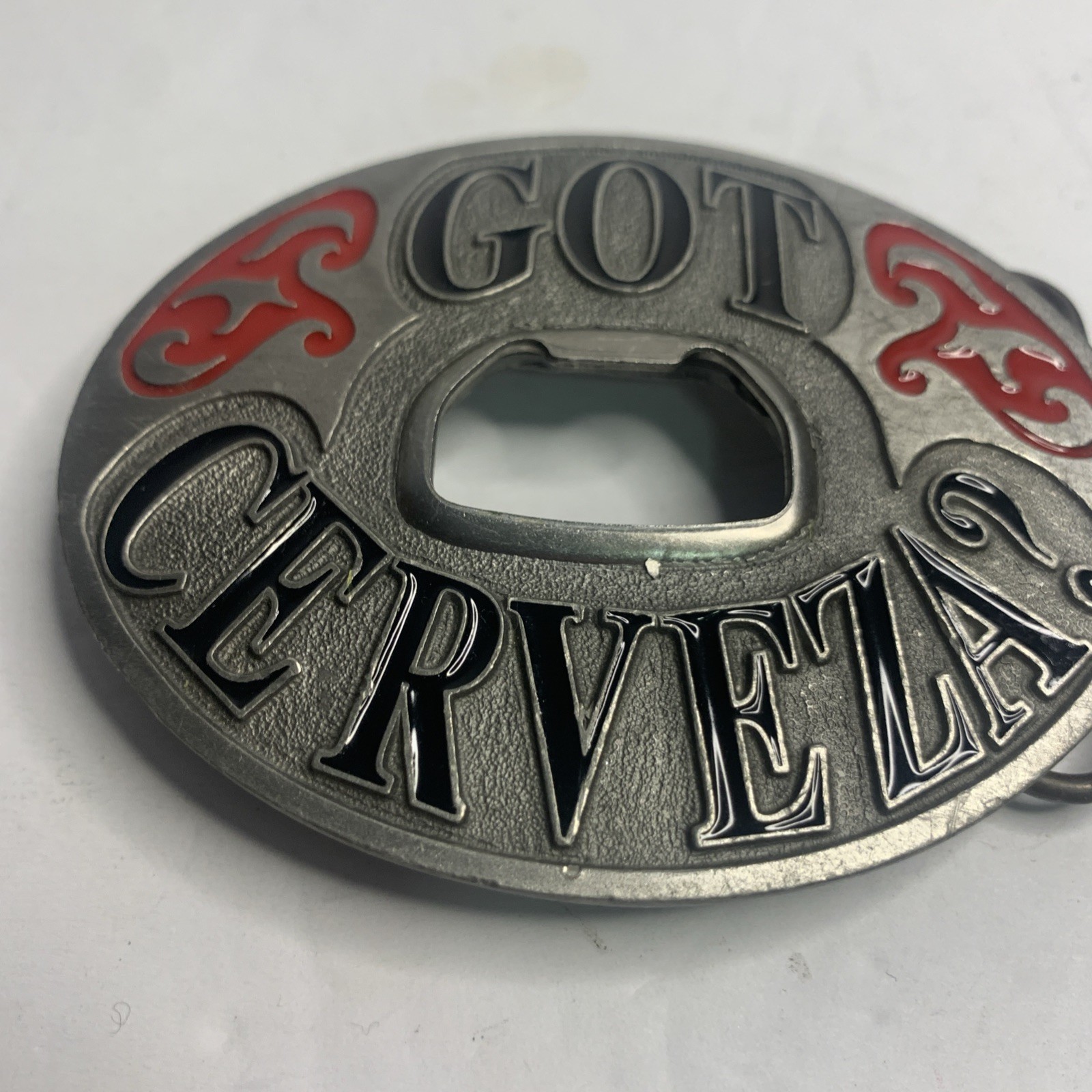 Got Verbena? Beer Bottle Opener Oval Western Metal Novelty Belt Buckle 2004 USA