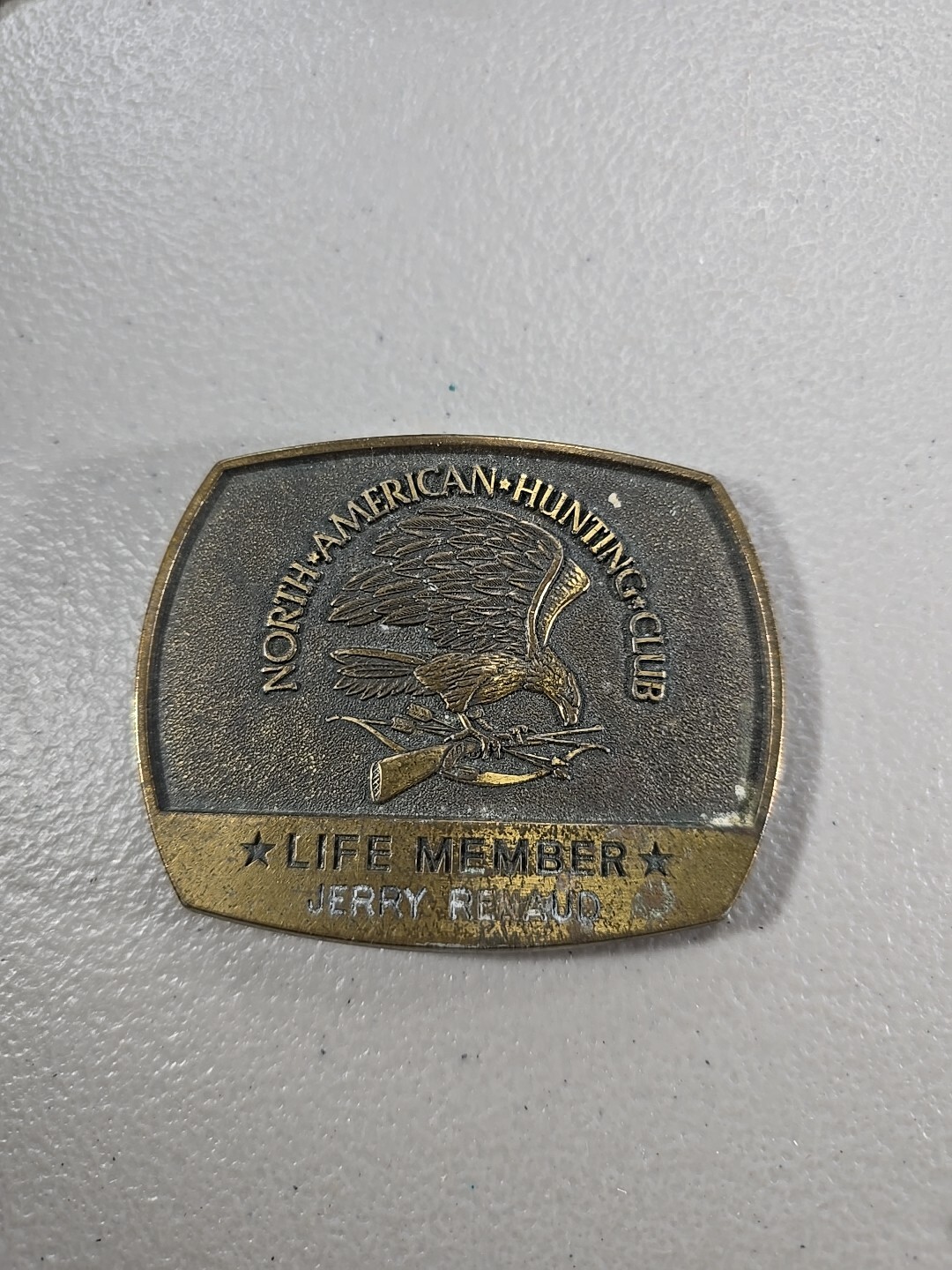 1981 Brass North American Hunting Club Life Member Jerry Renaud Belt Buckle
