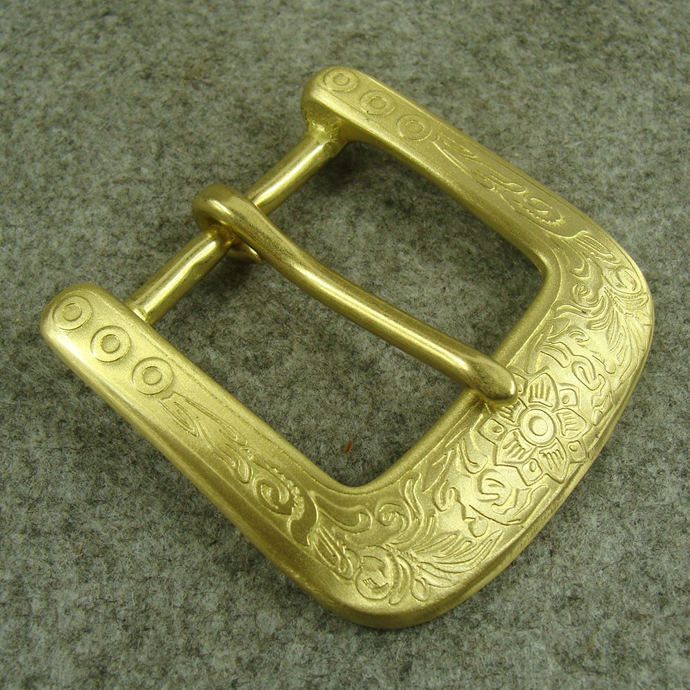 Solid Brass  » Floral  » Tongue Pin Belt Buckle + Loop for 1.5“ width Belt Z340