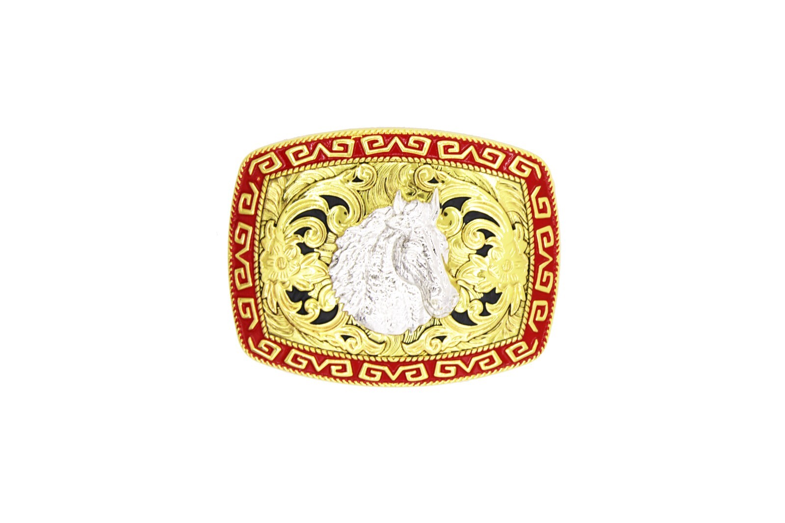 Western Buckle Gold Silver Red Horse Head Buckle Cowboy 2 » Hebillas Vaqueras