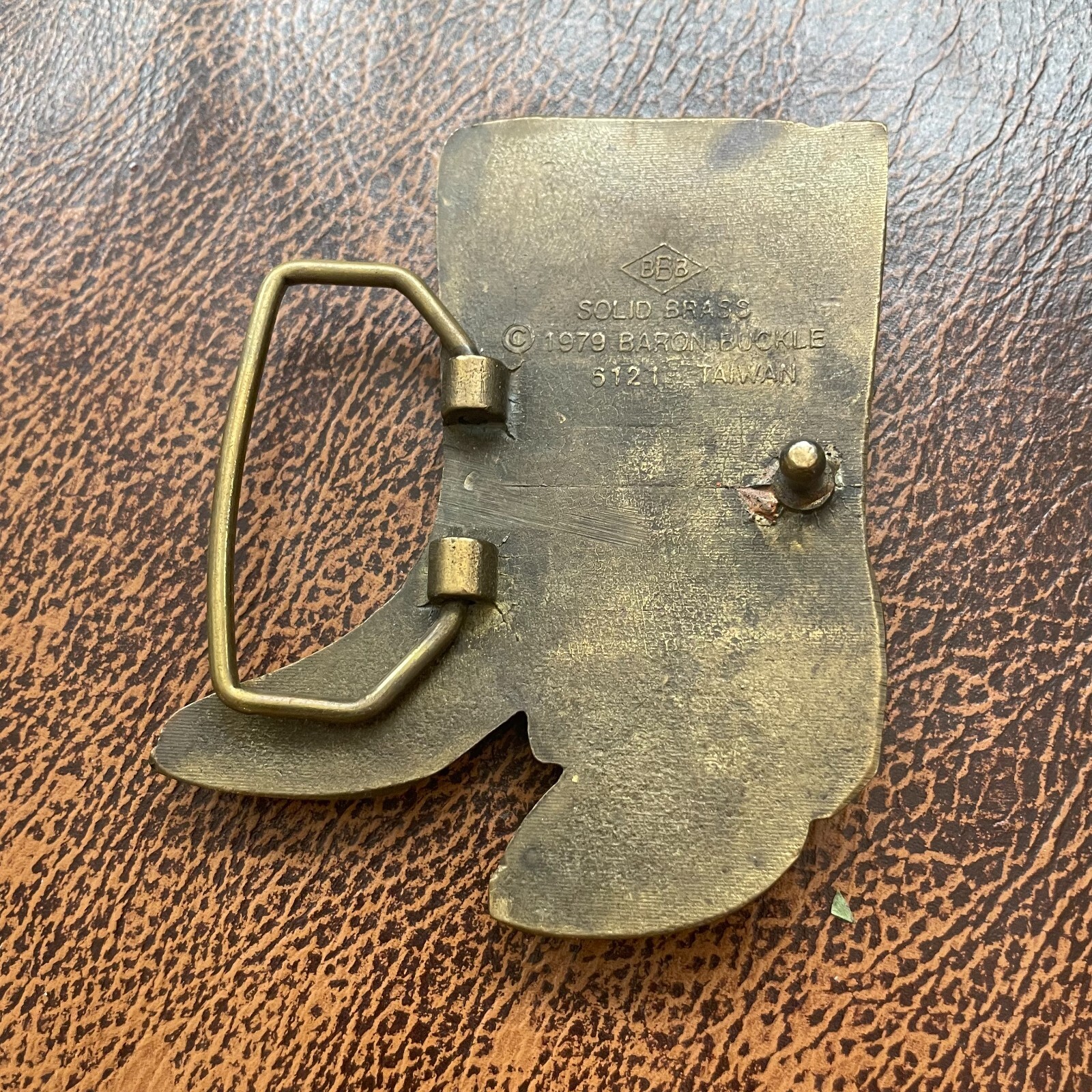 Vintage 1979 Solid Brass Cowboy Boots Belt Buckle by Baron Rockabilly