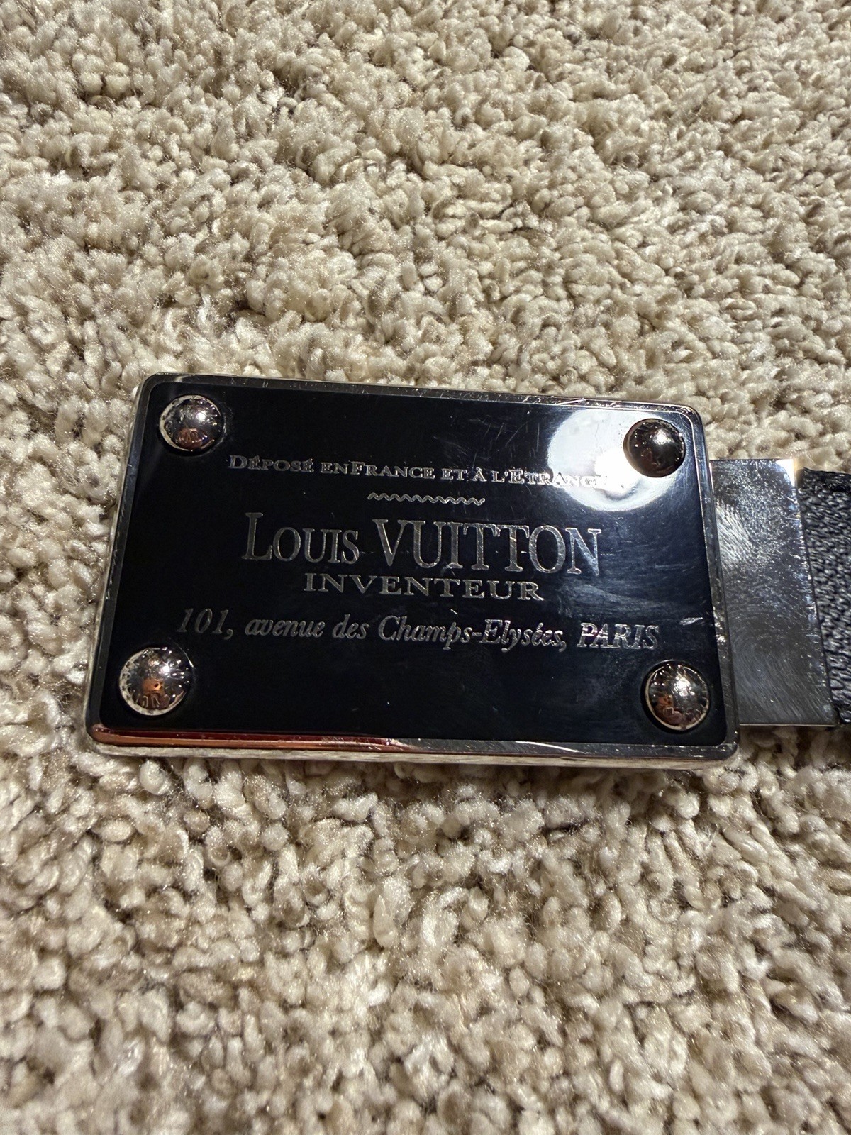 Authentic Louis Vuitton Reversible Belt M9632 Black Silver Damier Graphite