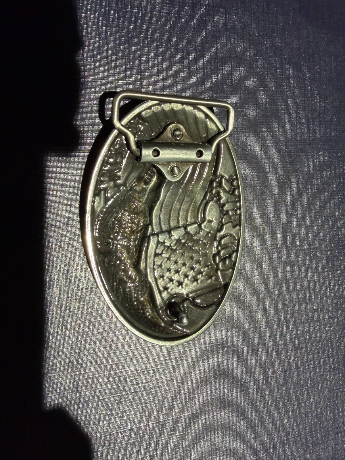 American Eagle God Bless America Blue Jeans Belt Buckle