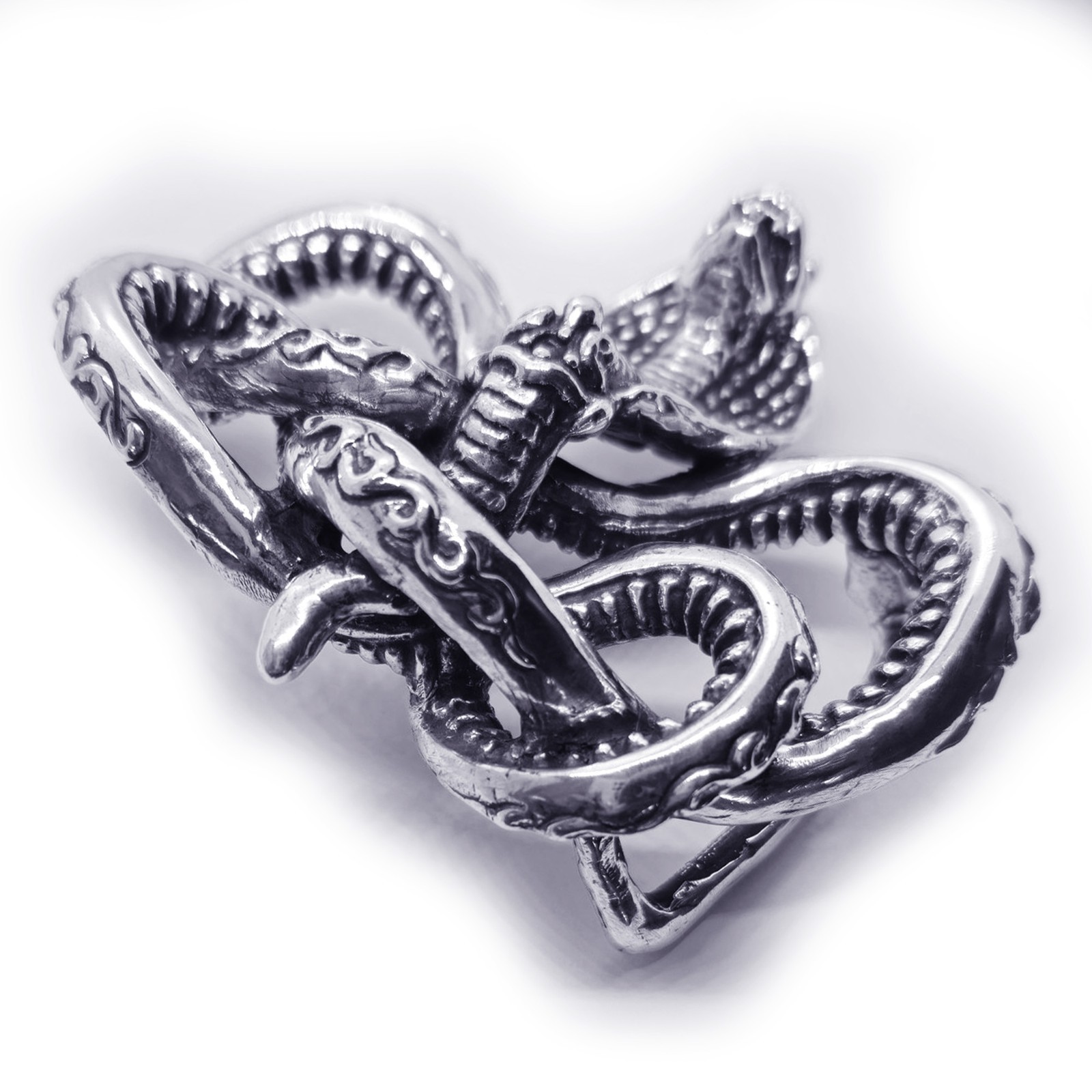 Cobra King Crawling Snake Sterling Silver Belt Buckle