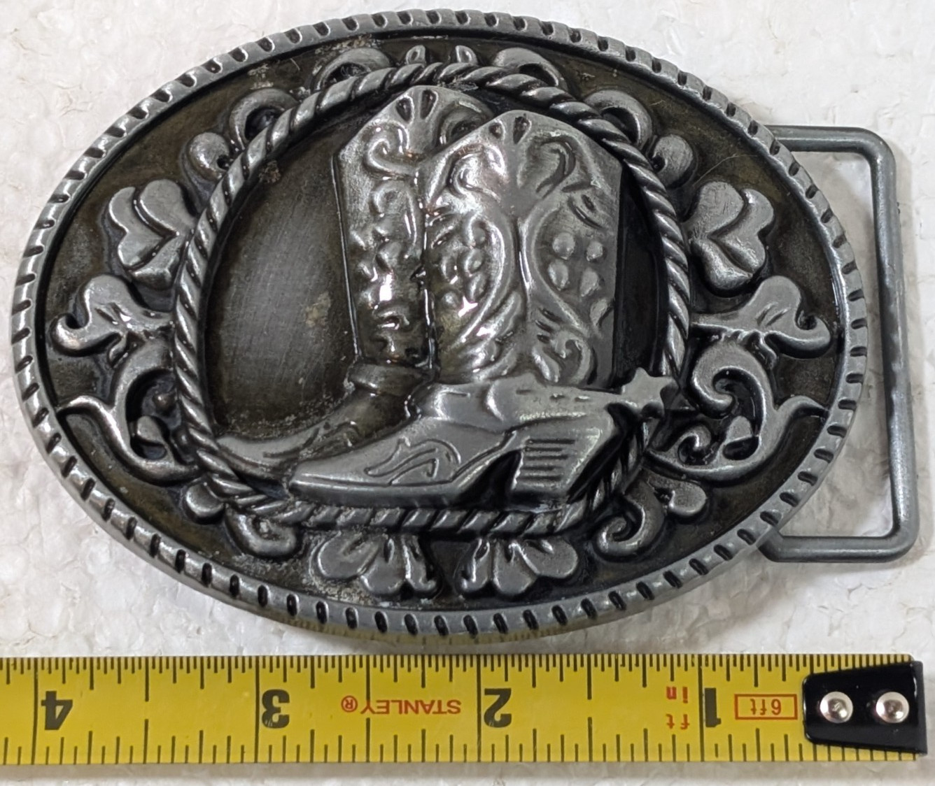 Western Cowboy Boots Metal 4&Prime; Belt Buckle Farm Ranch Metal Unisex