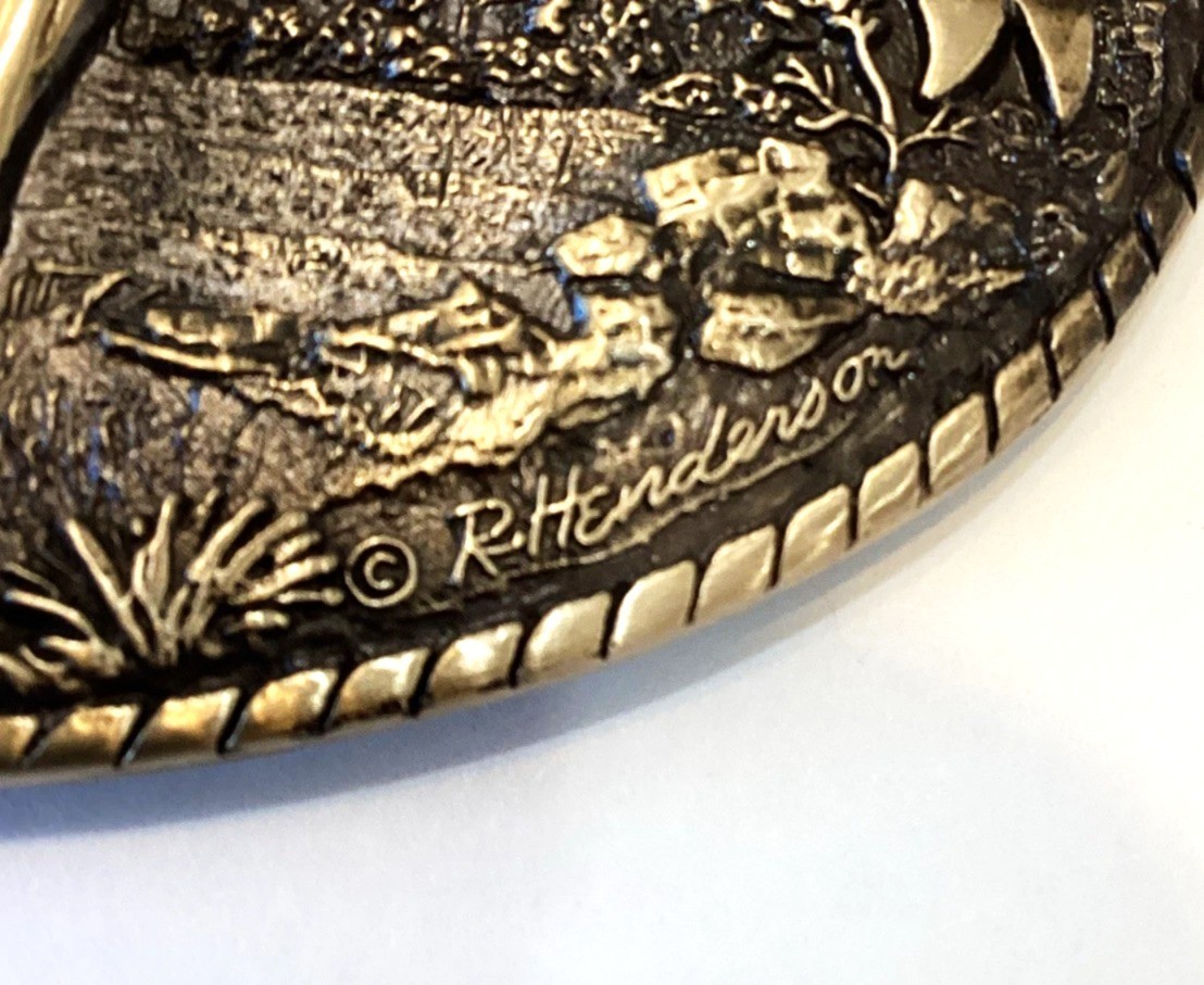 Tony Lama Solid Brass Standing Horse Belt Buckle Cowboy Horse R Henderson Vintag