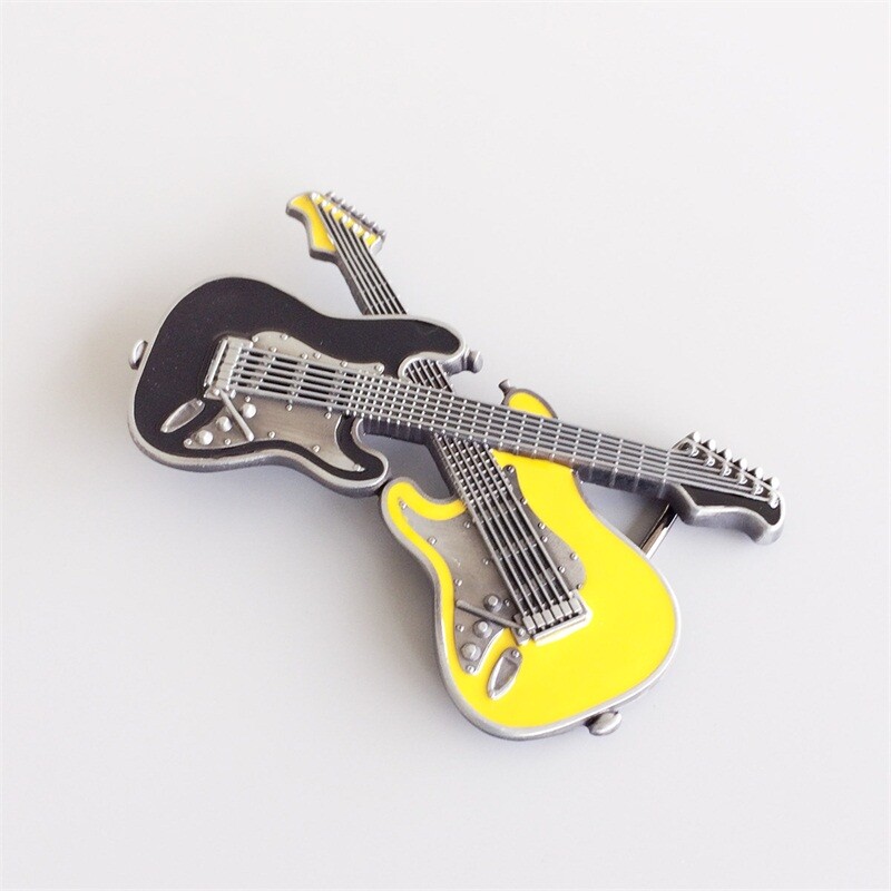Black Yellow Double Color Enamel Guitar Music Belt Buckle also Stock in the US
