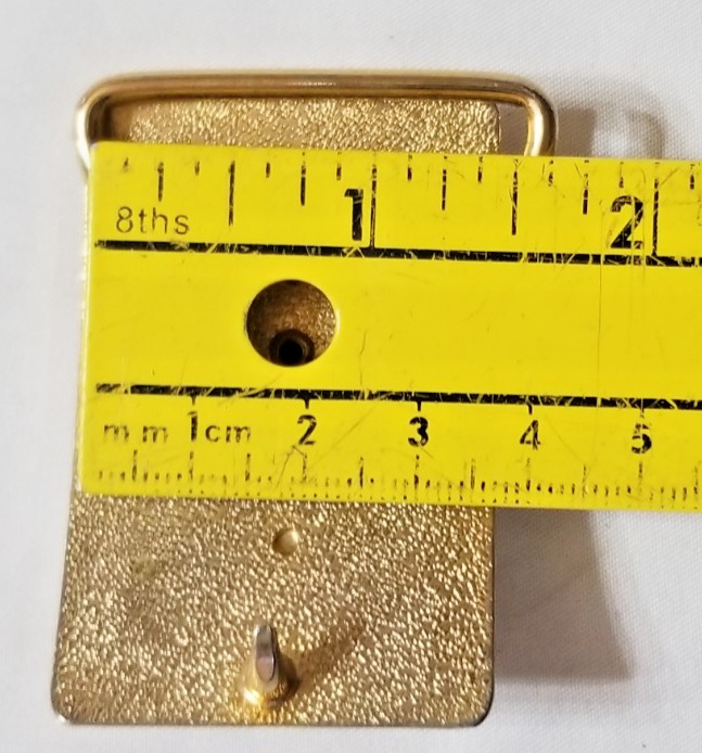VTG Western Belt Buckle Gold Tone w/ Polished Banded Agate Stone 1.5&Prime; Belt