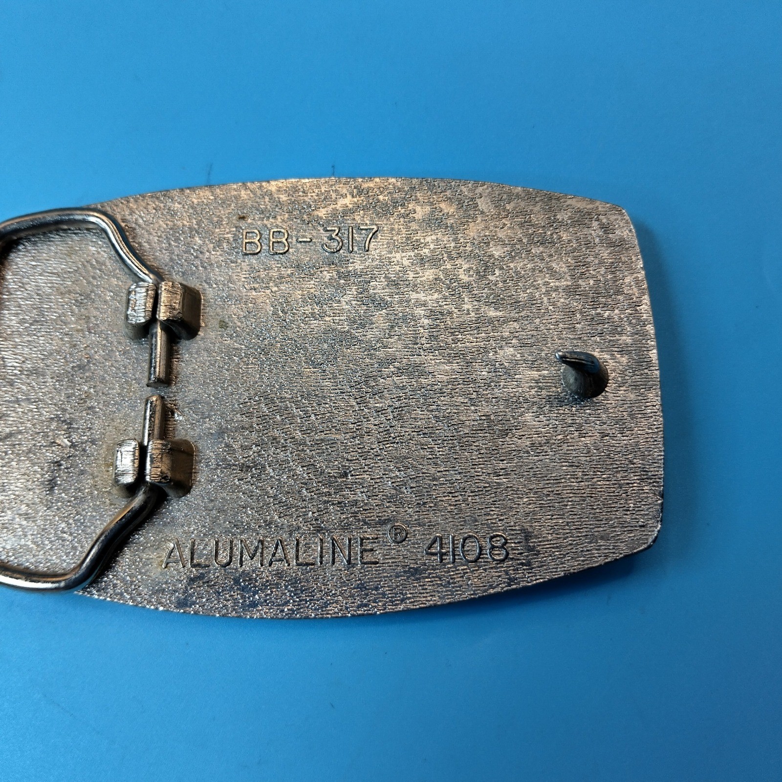 Vintage Fruehauf Belt Buckle Alumaline BB-317 Silver Tone Trucking Advertising
