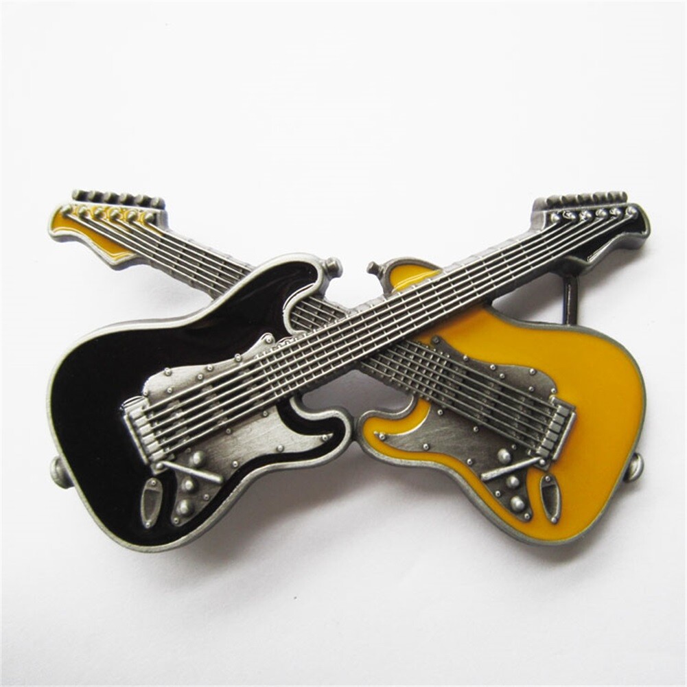 Black Yellow Double Color Enamel Guitar Music Belt Buckle also Stock in the US