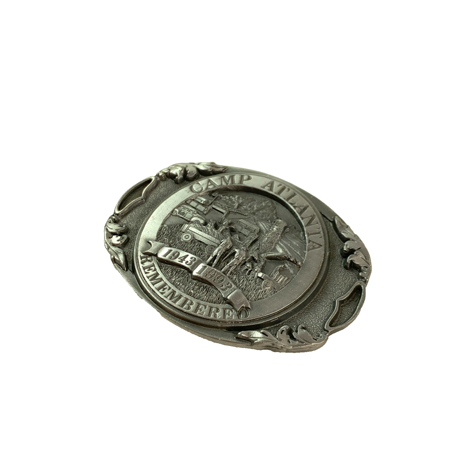 Vintage Camp Atlanta Remembered 1943-1993 3D Metal Belt Buckle #54 Dart
