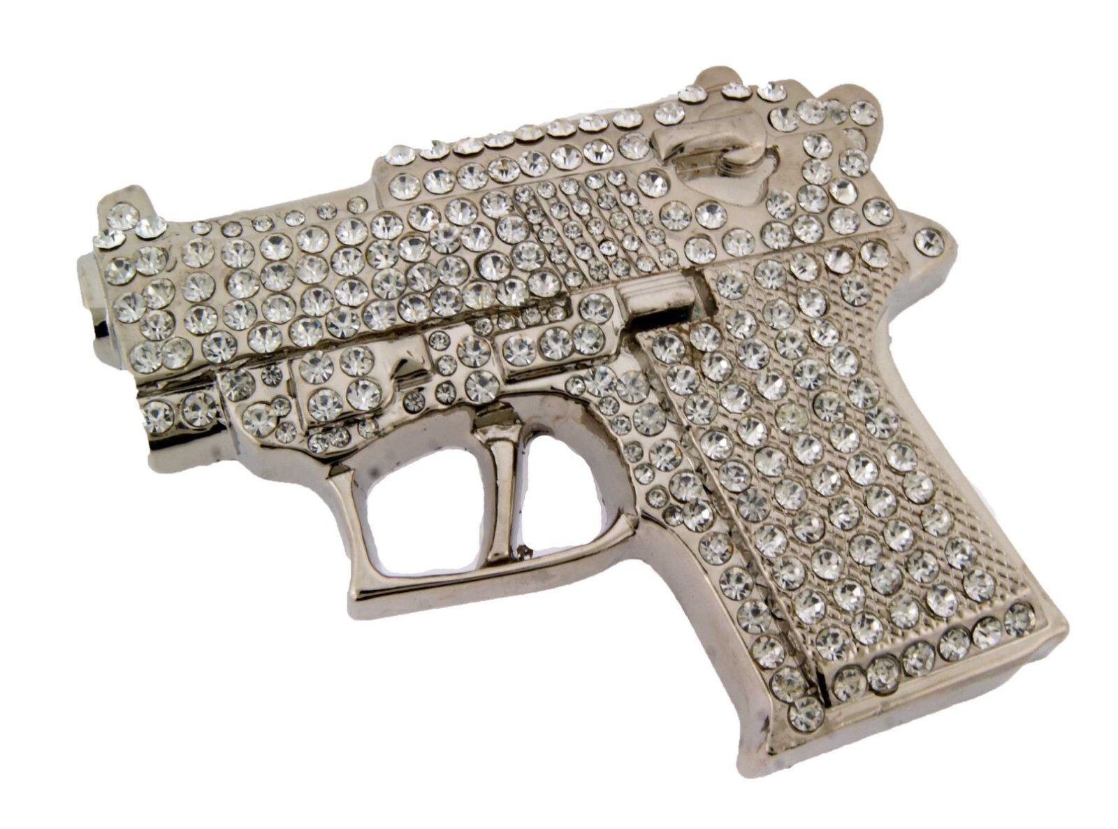 Gun Belt Buckle Silver Metal Rhinestones New Men Iced Real Cowboy Style Rodeo