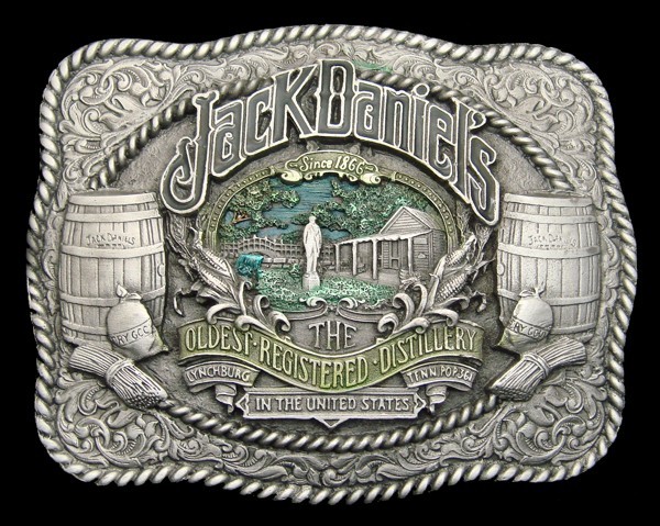 RG24125 *NOS* 2003 **JACK DANIEL&rsquo;S WHISKEY** ADVERTISEMENT PEWTER BELT BUCKLE