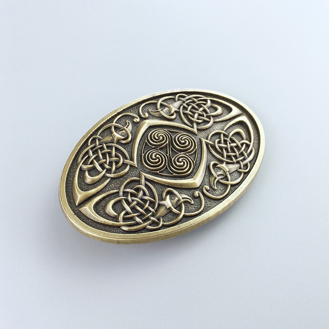 Vintage Bronze Plated Celtic Legend Phoenix Oval Belt Buckle Boucle de ceinture