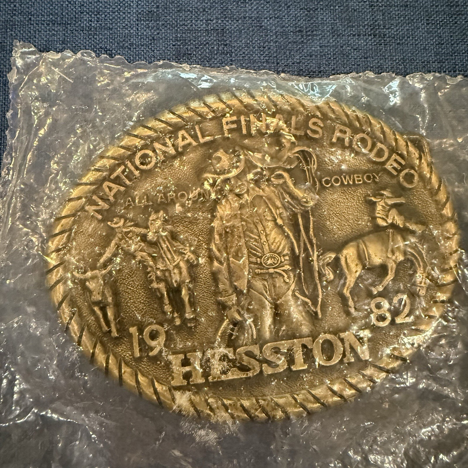 Lot of 2 Vintage 80s National Finals Rodeo NFR Hesston Belt Buckles 82 83