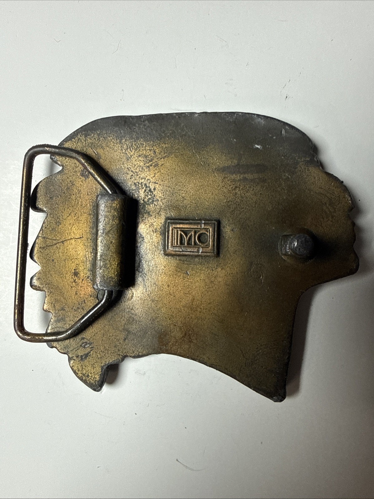 vintage 1970s belt buckle CHIEF native american INDIAN HEAD cowboy WESTERN brass