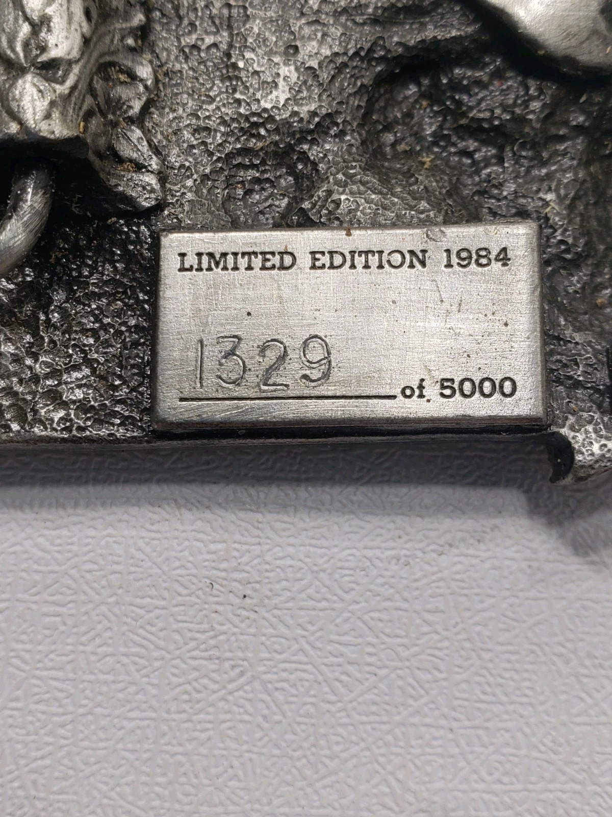 1984 Texas Commemorative Belt Buckle Limited Edition #1326/5000 Pewter Tone