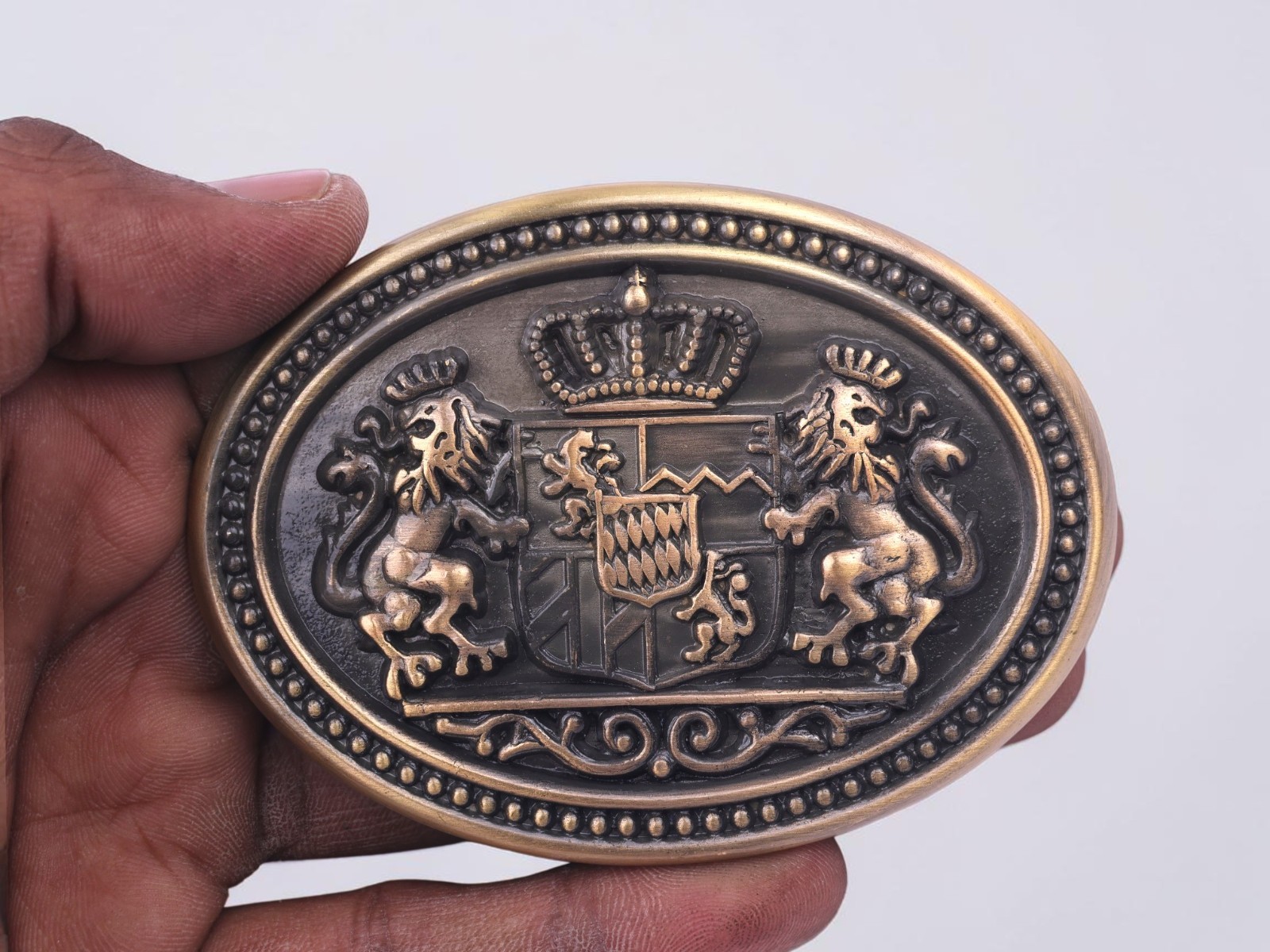 Western Belt Buckle With Handmade Leather Strap | Royal Lion Design