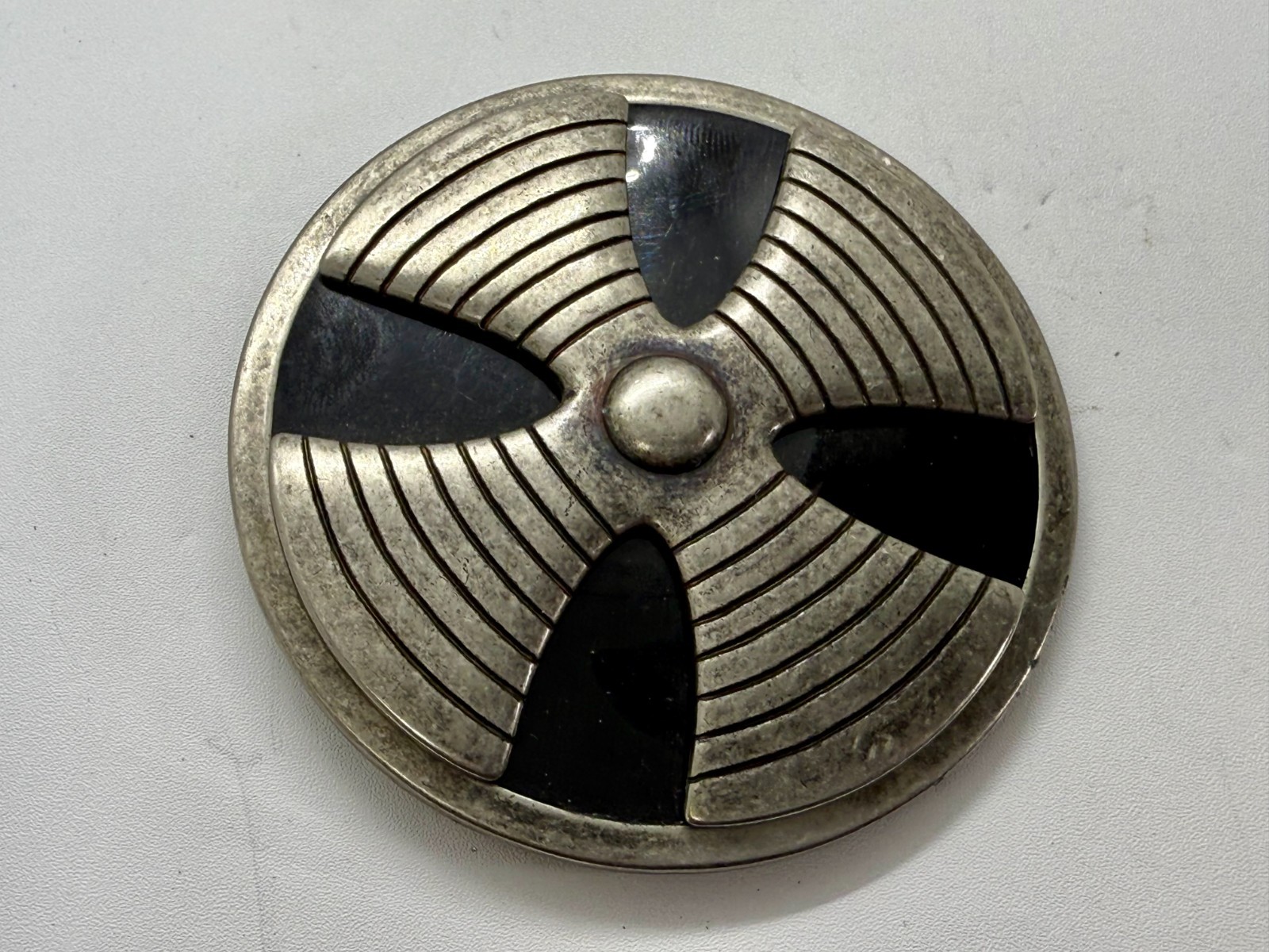 Round Hippy Punk Vibe Silver & Black Color Reel Of Tape Belt Buckle
