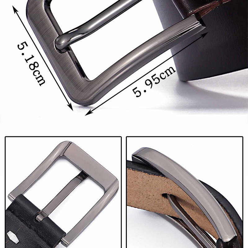 Men&rsquo;s Classic Metal Buckle Handcrafted Cowhide Leather Jean Belt