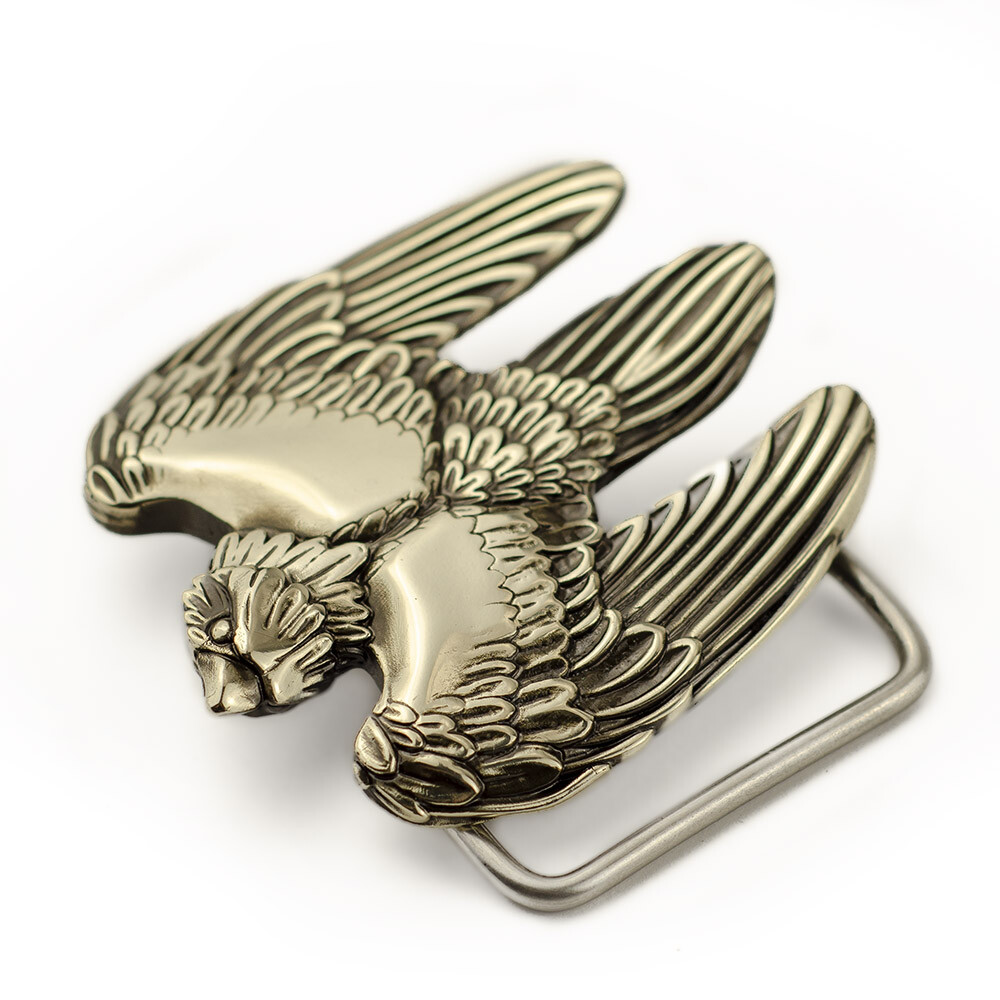 German silver belt buckle Fighting Falcon, Hunting falcon sculptural belt buckle