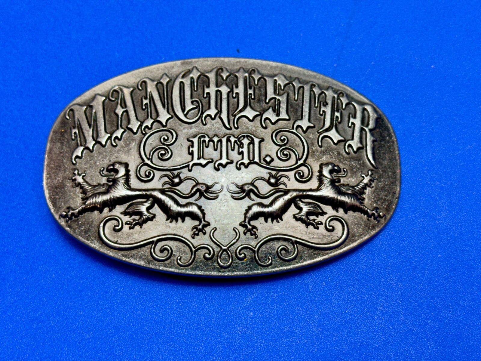 Manchester Ltd Lions Crest Clothing Company Silver Color Metal Belt Buckle