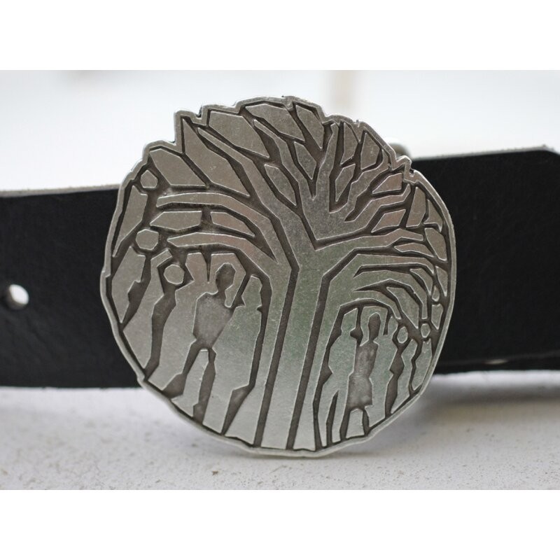 Tree of Life Belt Buckle Family Motif Round Antique Silver Symbolic Design